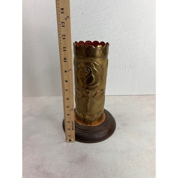 Original U.S.‎ WWI Verdun Artillery Shell Trench Art Flowers Floral Brass - Picture 7 of 8